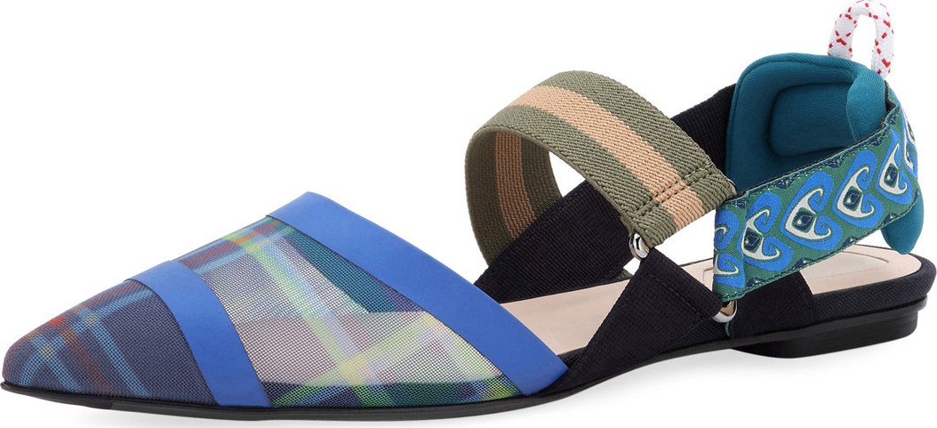 Fendi Runway Mixed-Media Skimmer, Blue