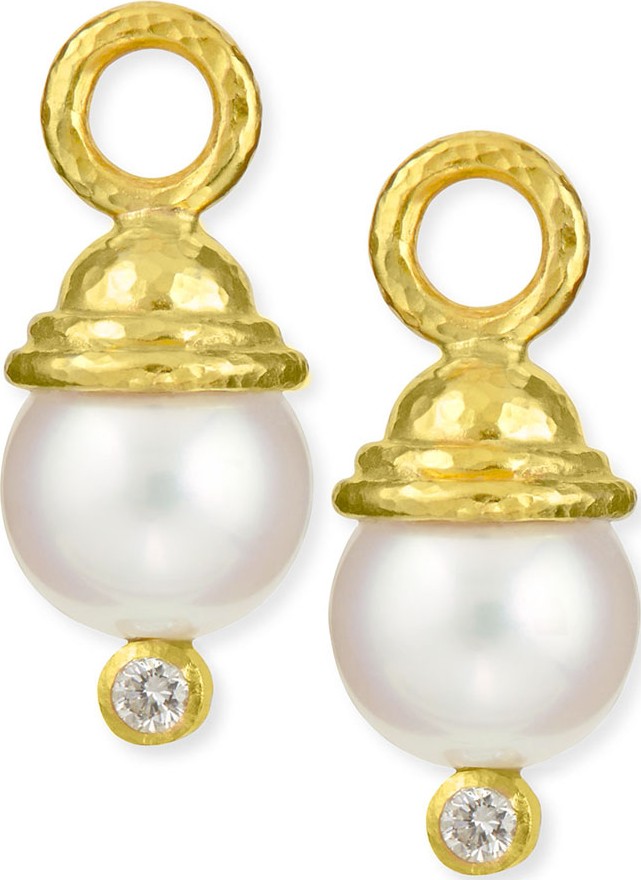 Elizabeth Locke Pearl & Diamond Earring Pendants