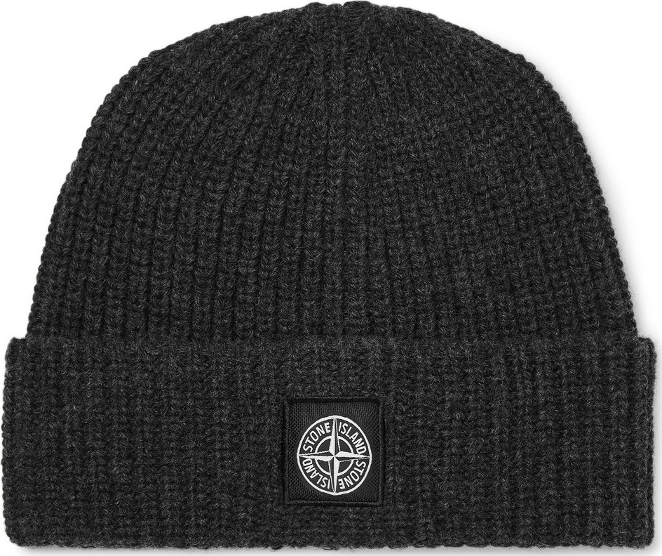 Stone Island Logo-Appliquéd Ribbed Wool Beanie