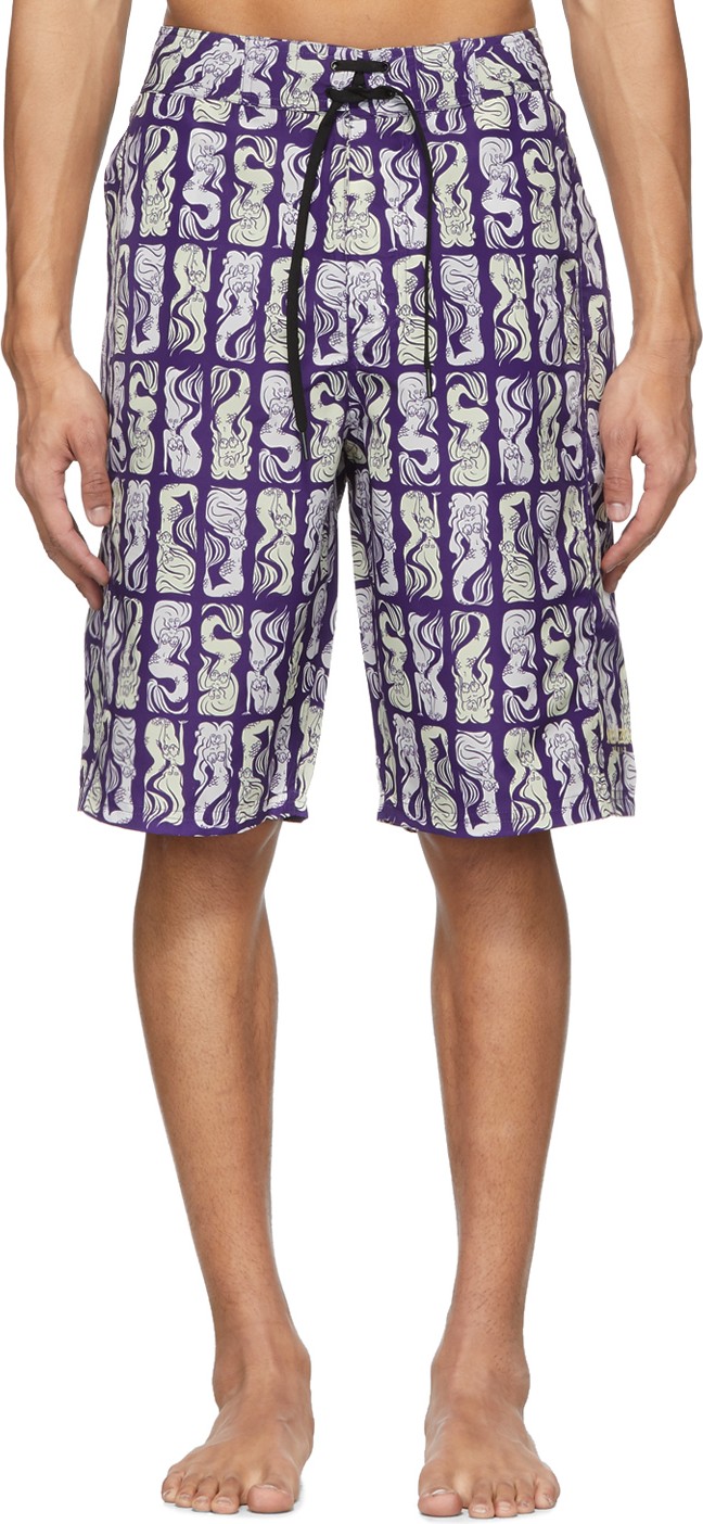 KENZO Blue & White Mermaid Swim Shorts