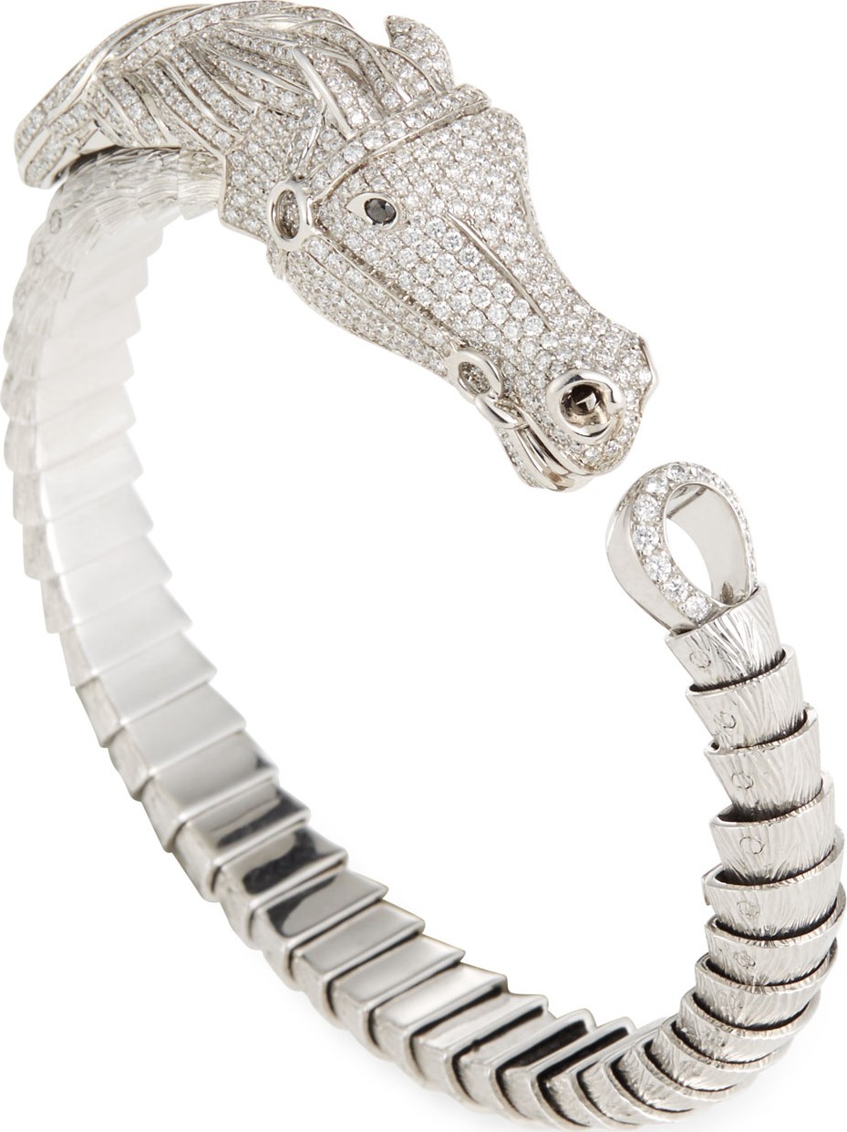 Roberto Coin 18k Gold Diamond Pave Horse Bangle Bracelet