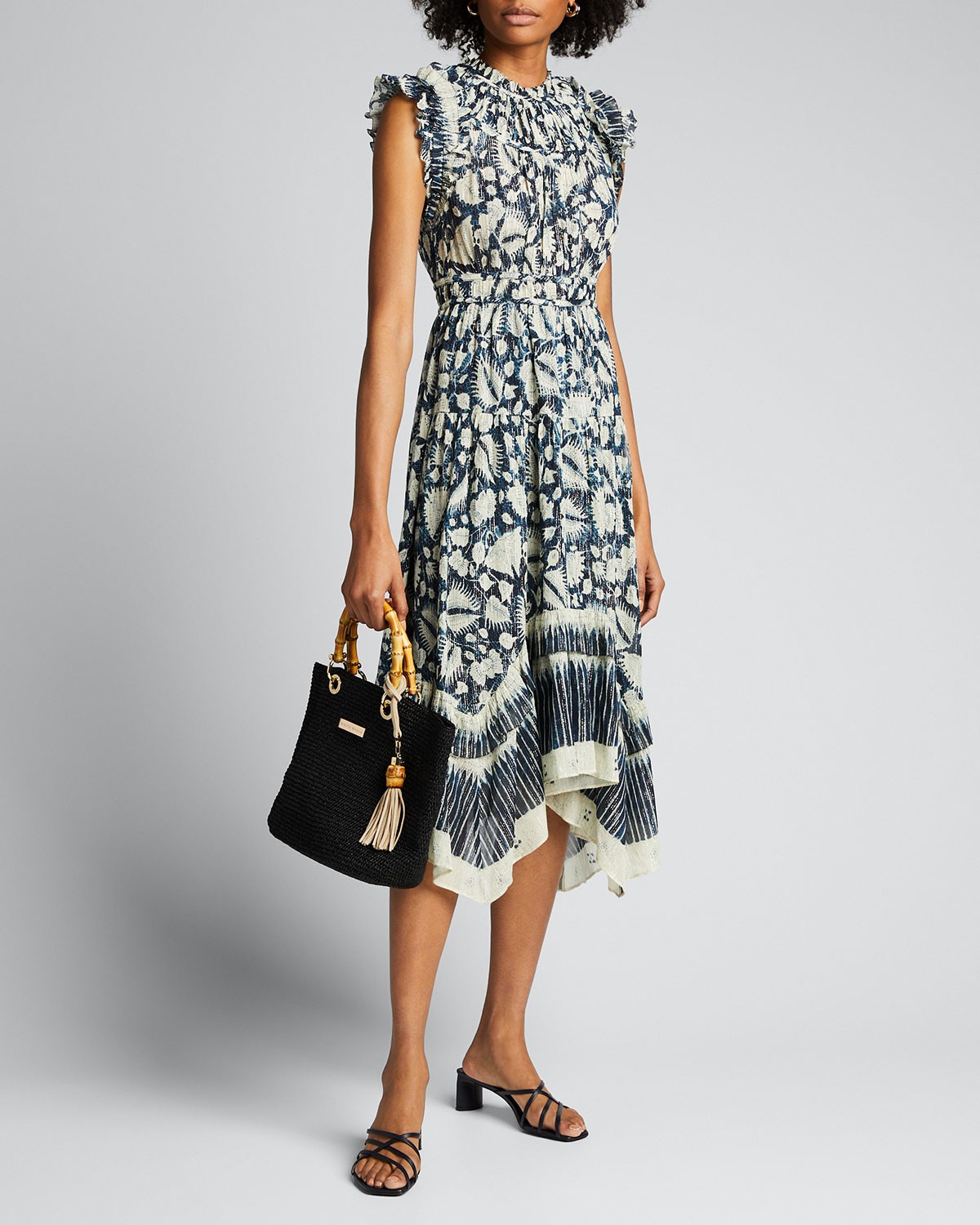 Ulla Johnson Amalia Batik-Print Sleeveless Midi Dress