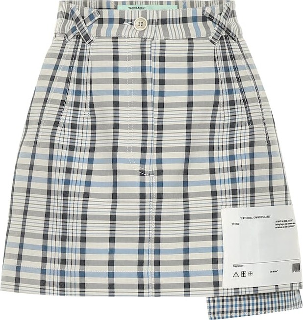 Off White Checked cotton and silk miniskirt