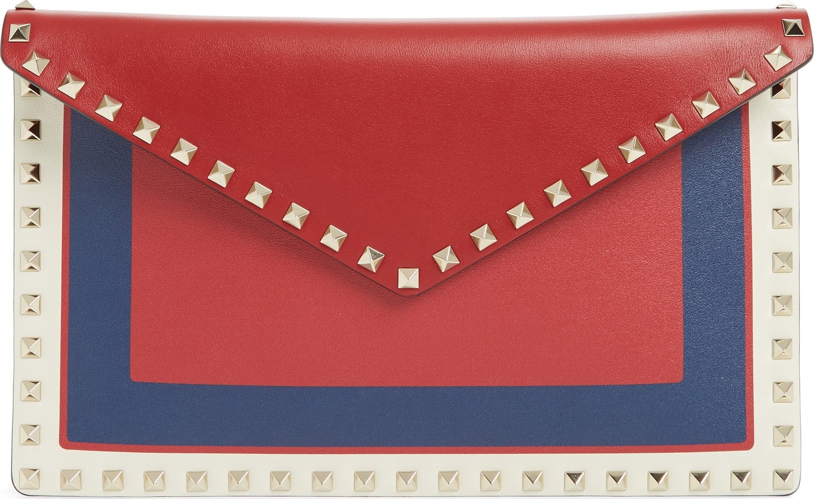 Valentino Large Rockstud Calfskin Leather Envelope Pouch