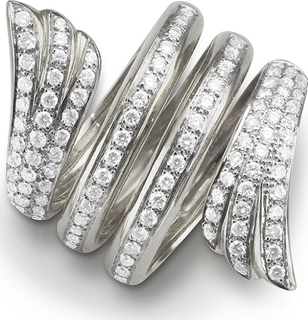 Monica Rich Kosann White Gold Mercury Ring w/ Pavé Diamonds