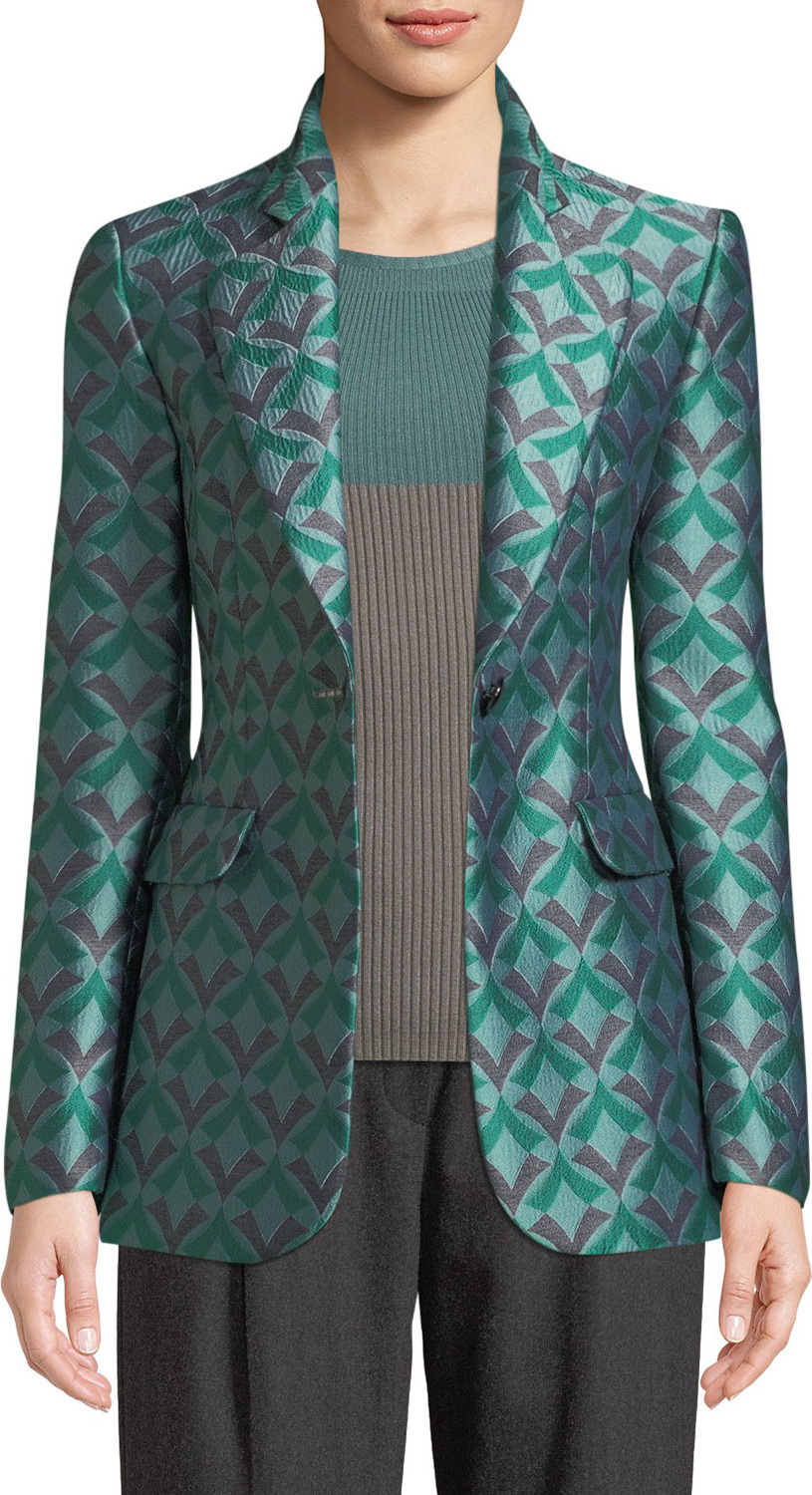 Emporio Armani One-Button Geometric Jacquard Classic Jacket