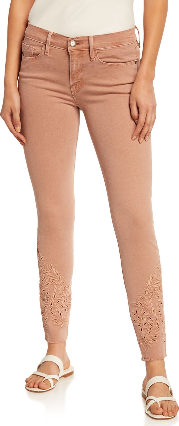 FRAME DENIM Le Skinny de Jeanne Foliage Eyelet Skinny Jeans