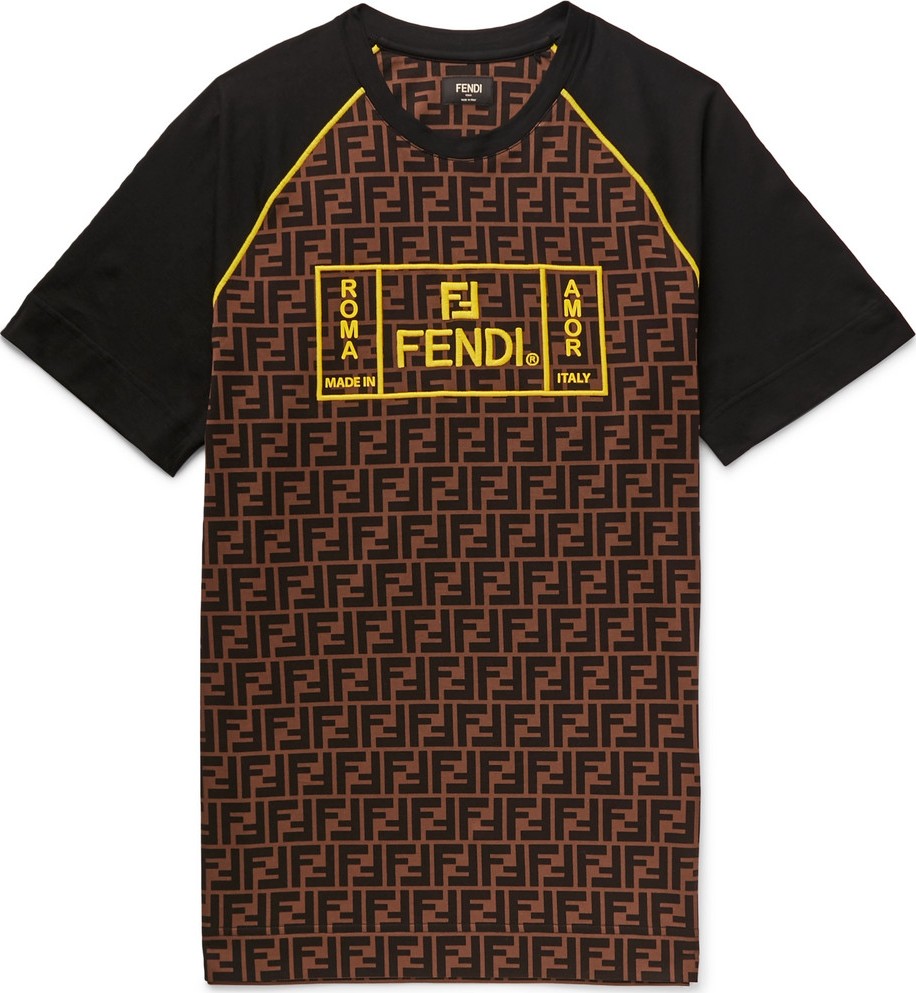 Fendi Logo-Embroidered Cotton-Jersey T-Shirt