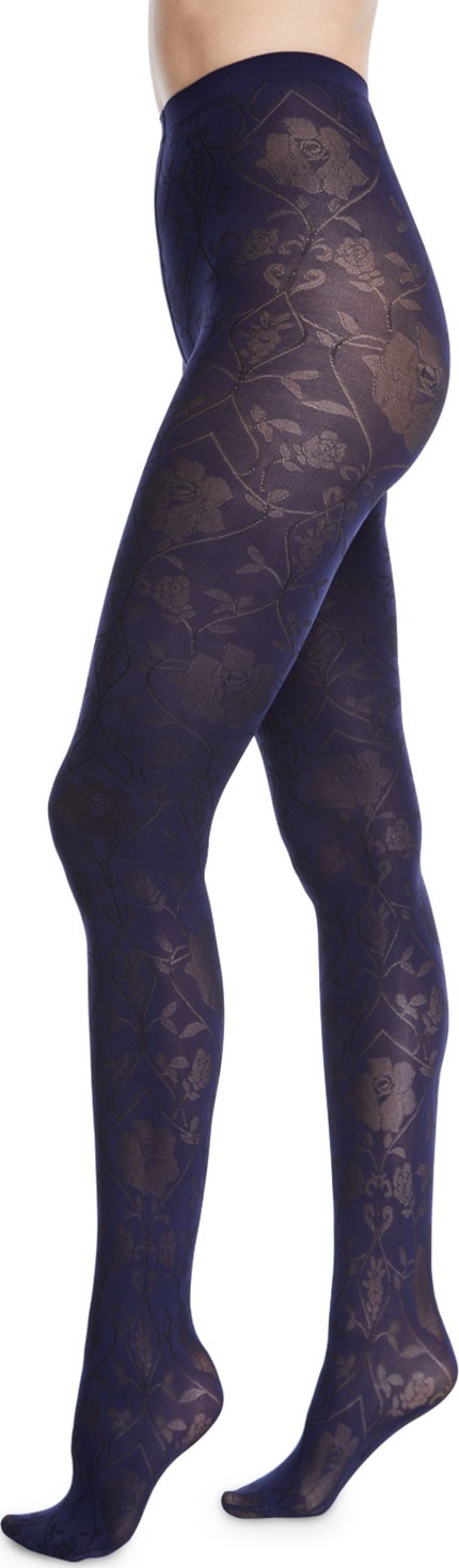 Wolford Rosa Opaque Leaf-Pattern Tights
