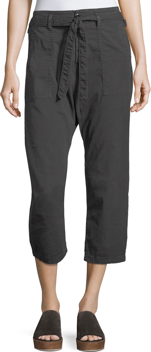 THE GREAT. The Convertible Twill Cropped Trouser