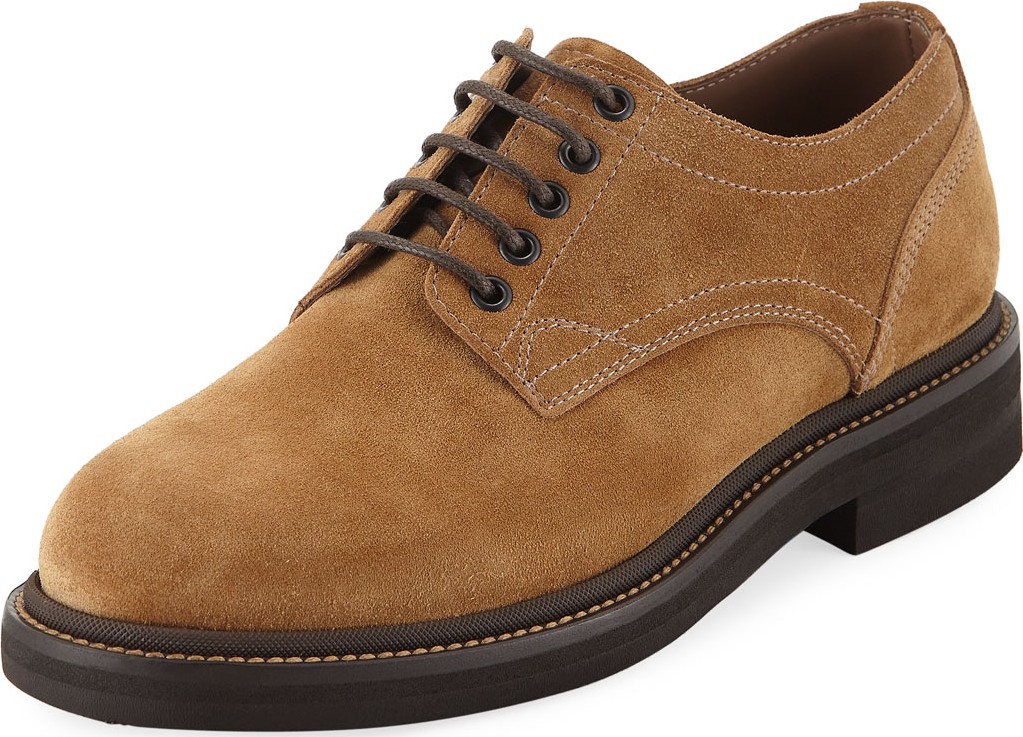 Brunello Cucinelli Men's Suede Lace-Up Shoes