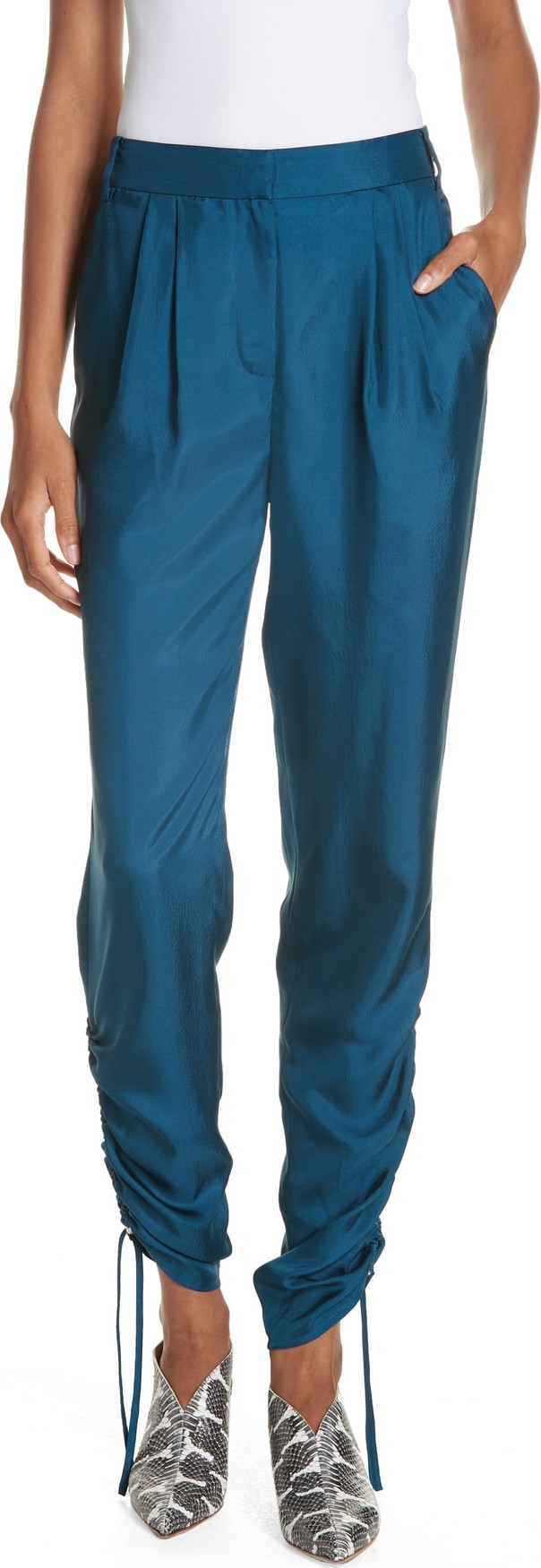 Tibi Mendini Twill Shirred Pants