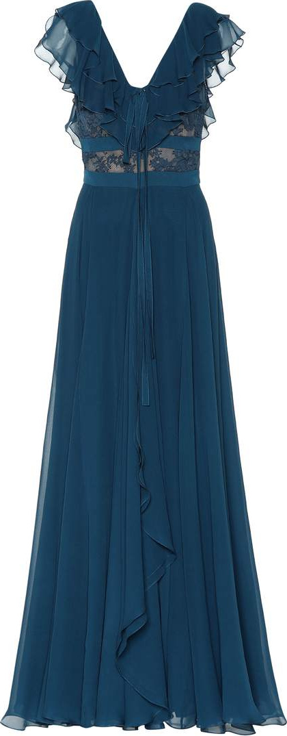ELIE SAAB Silk-blend and lace gown