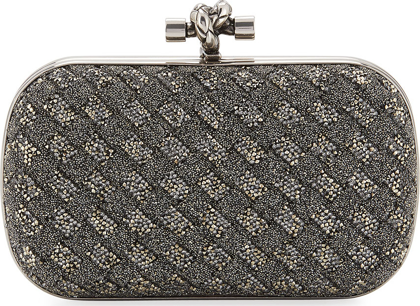 Bottega Veneta Crystal Knot Framed Clutch Bag, Bronze