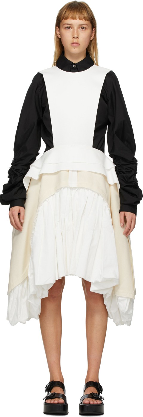 Comme Des Garcons White & Off-White Cloth Apron Dress
