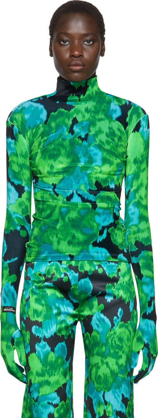 Richard Quinn Green Floral Turtleneck