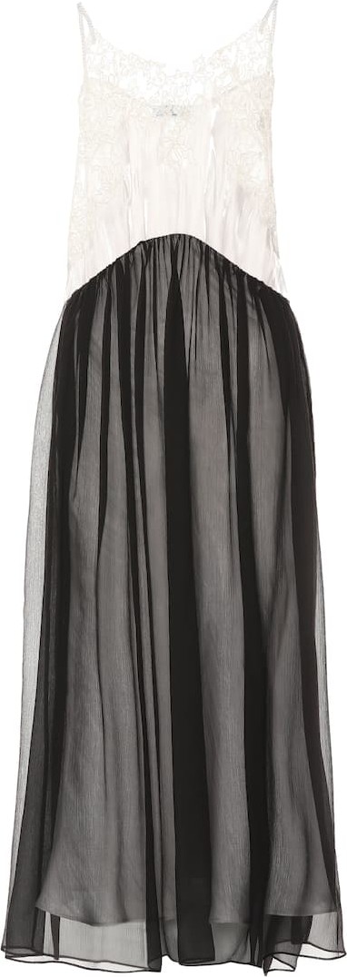 Prada Charmeuse and chiffon slip dress