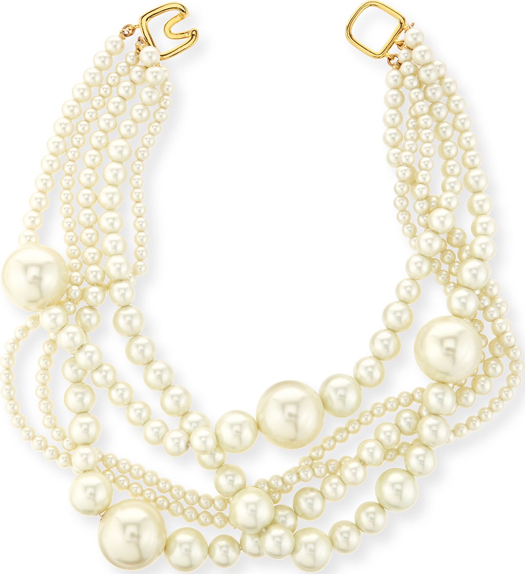 Kenneth Jay Lane Multi-Strand Pearly Bead Necklace
