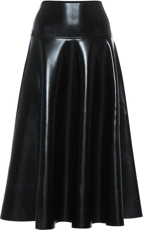 Norma Kamali Faux leather midi skirt