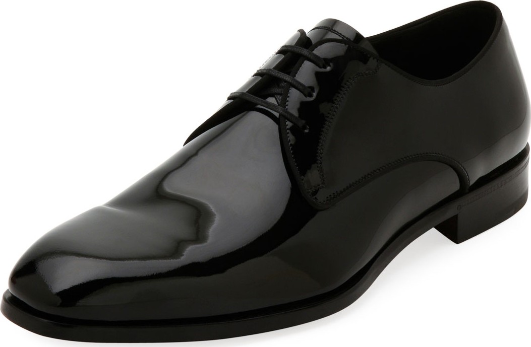 Salvatore Ferragamo Men's Patent Leather Blucher Lace Up