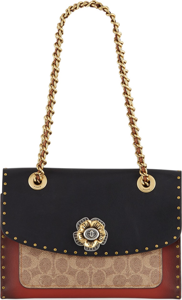 COACH Parker Colorblock Canvas Shoulder Bag