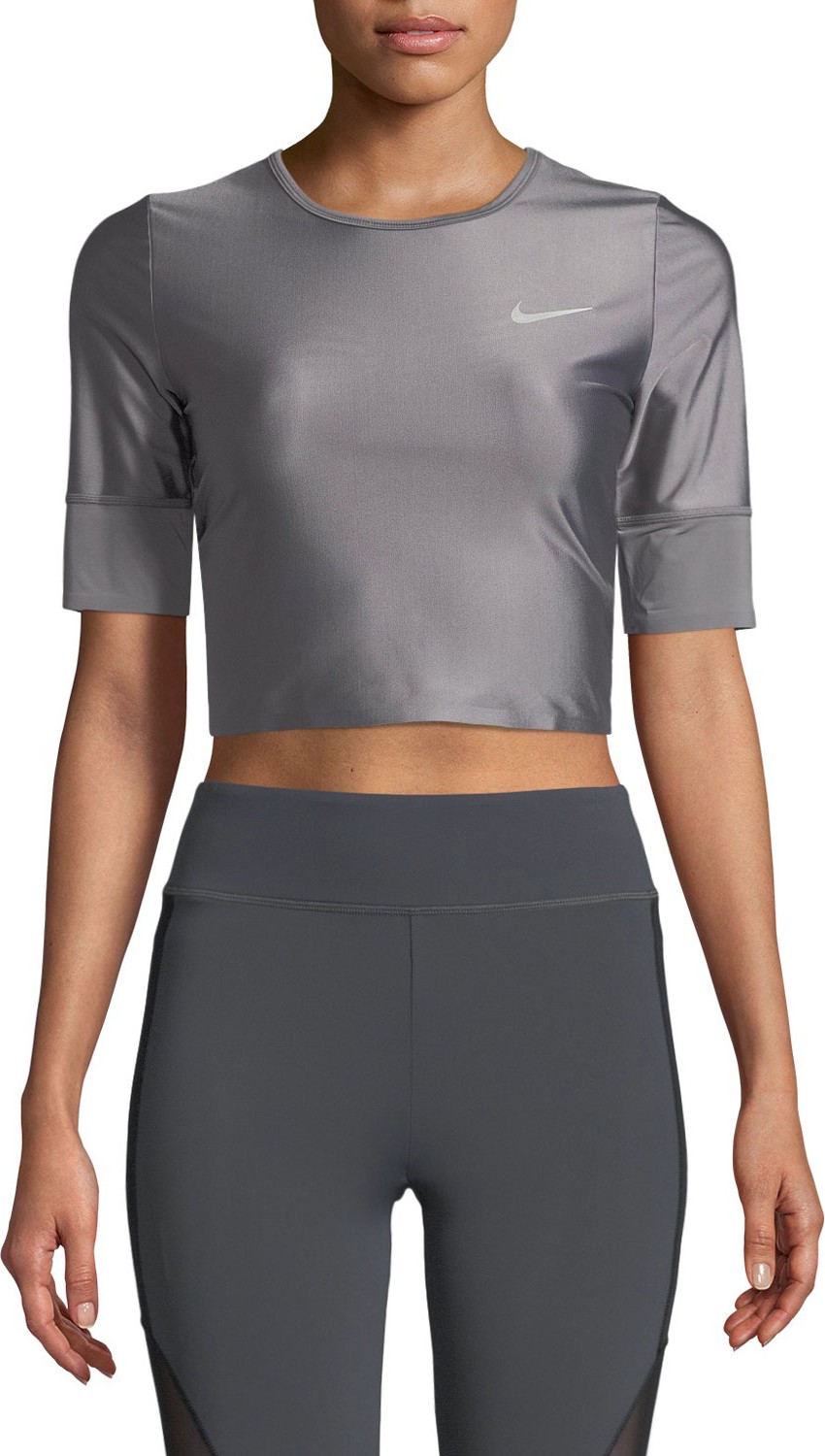 Nike Short-Sleeve Crewneck Crop Running Top Nike Short-Sleeve Crewneck Crop Running Top