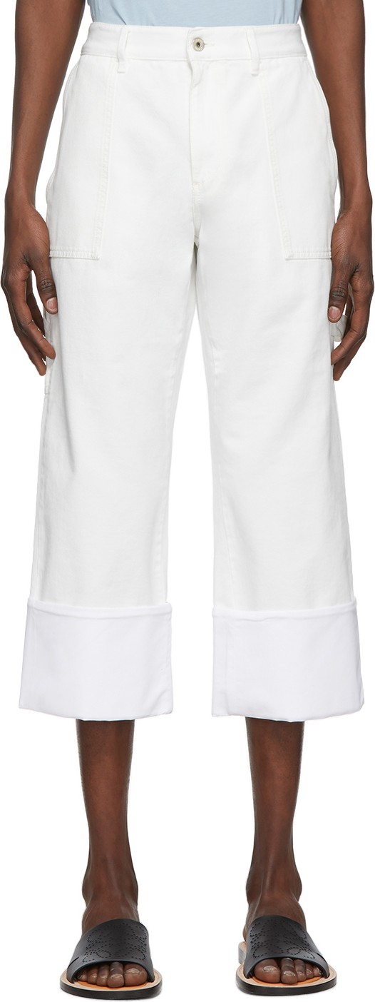 LOEWE White Turn Up Patch Pocket Trousers
