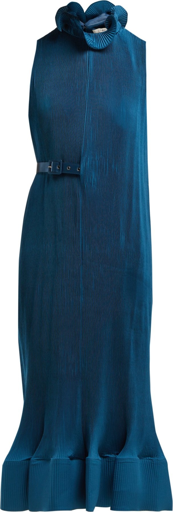 Tibi Belted plissé midi dress