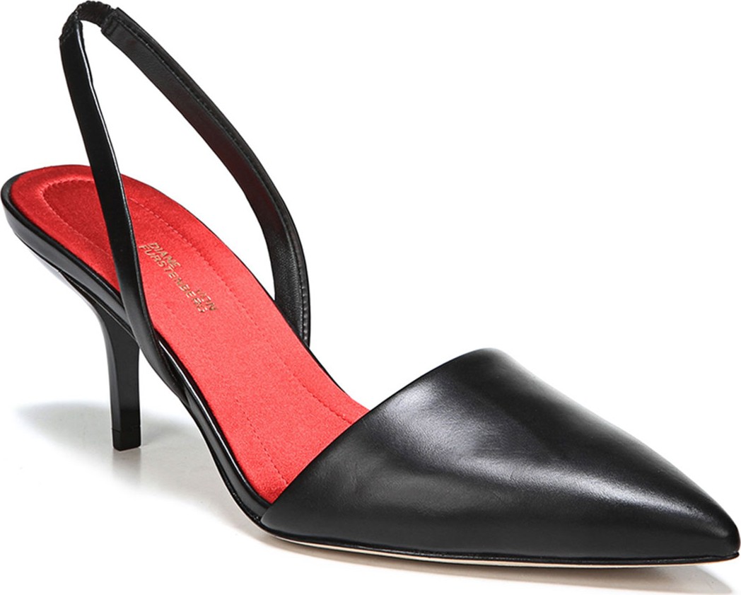 DIANE von FURSTENBERG Mortelle Slingback Leather Pumps  Black