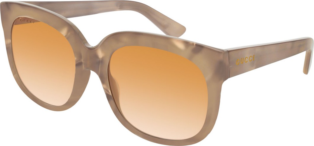 Gucci Square Marbleized Acetate Mirrored Sunglasses