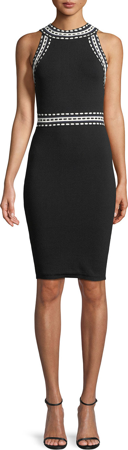 MILLY Multicolor-Trim Sheath Dress