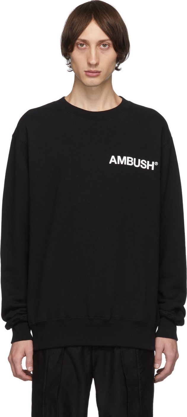 Ambush SSENSE Exclusive Black Logo Crewneck Sweatshirt