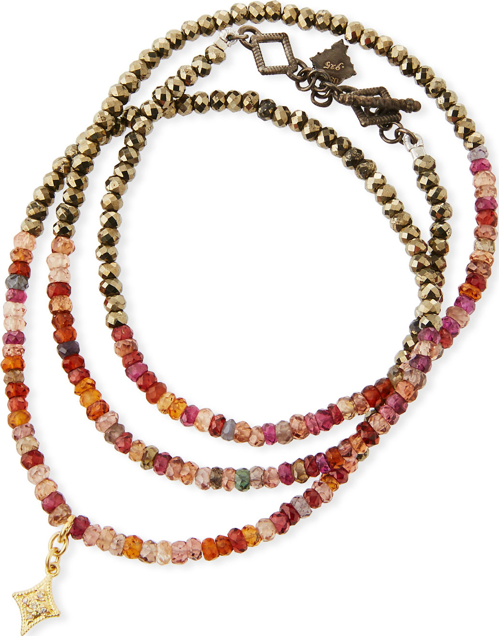 Armenta Old World Triple-Wrap Pyrite & Sapphire Bead Bracelet