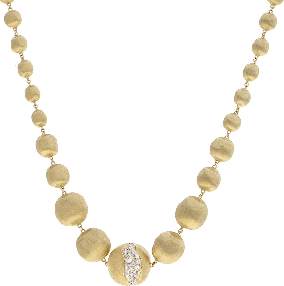 Marco Bicego Africa 18k Gold Graduating Bead & Diamond Necklace