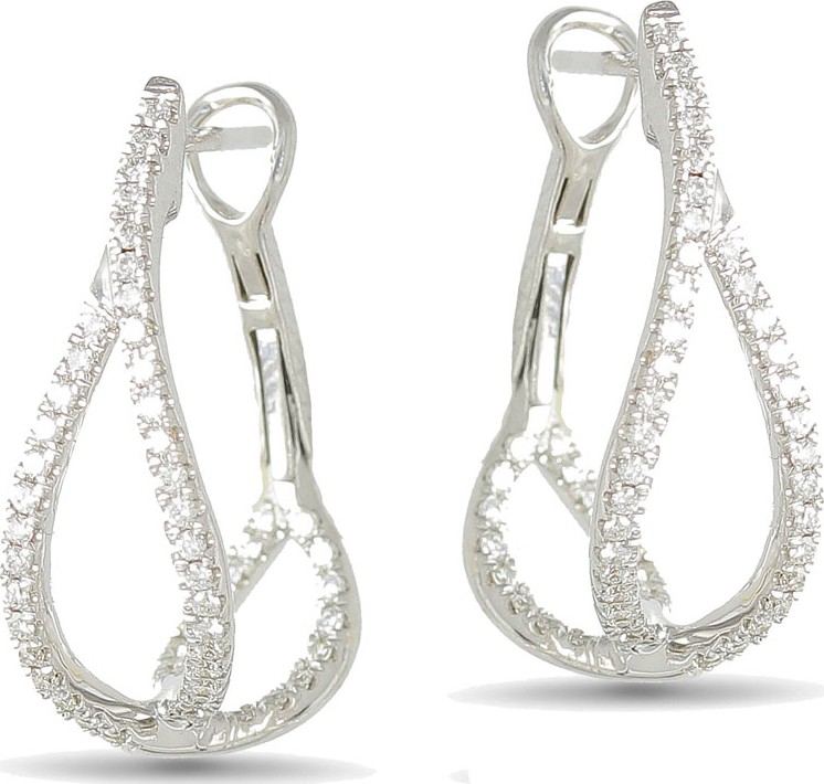 Frederic Sage 18k White Gold Diamond Crossover Hoop Earrings