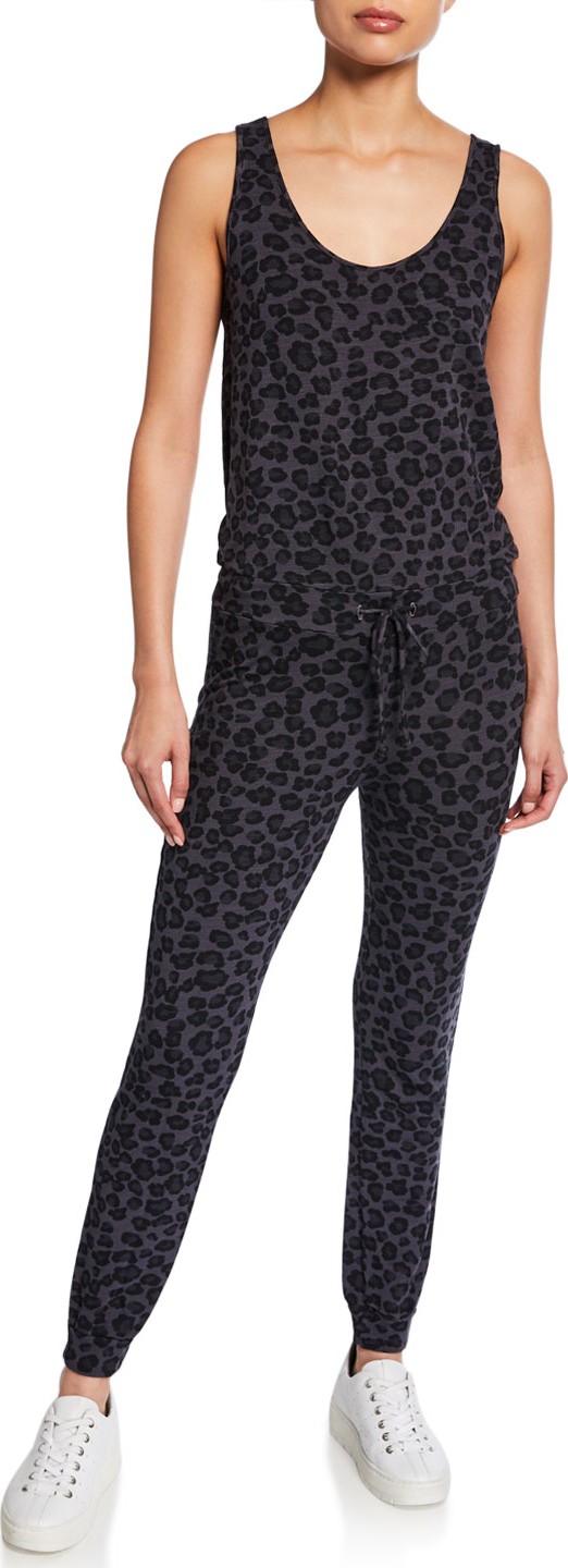 MONROW Leopard Print Tank Jumpsuit