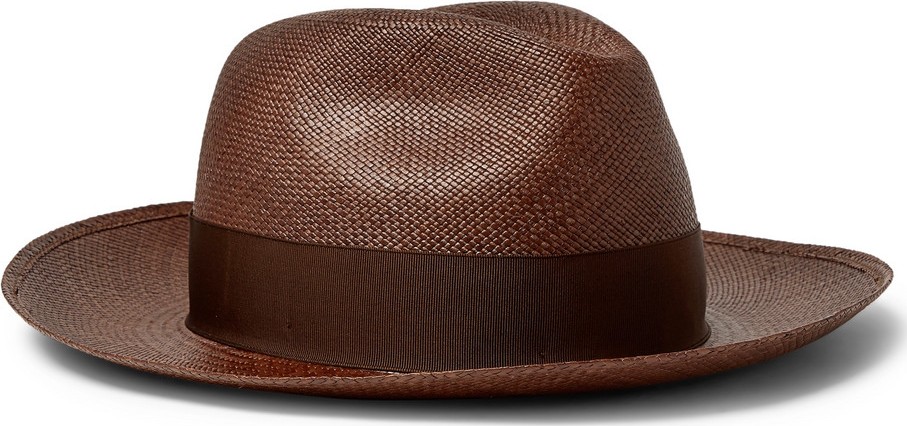 Borsalino Grosgrain-Trimmed Straw Panama Hat