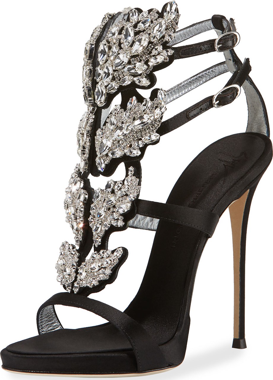 Giuseppe Zanotti Satin Wing Jeweled Sandals