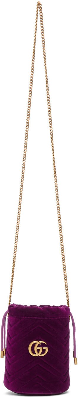 Gucci Pink Mini Velvet GG Marmont Bucket Bag