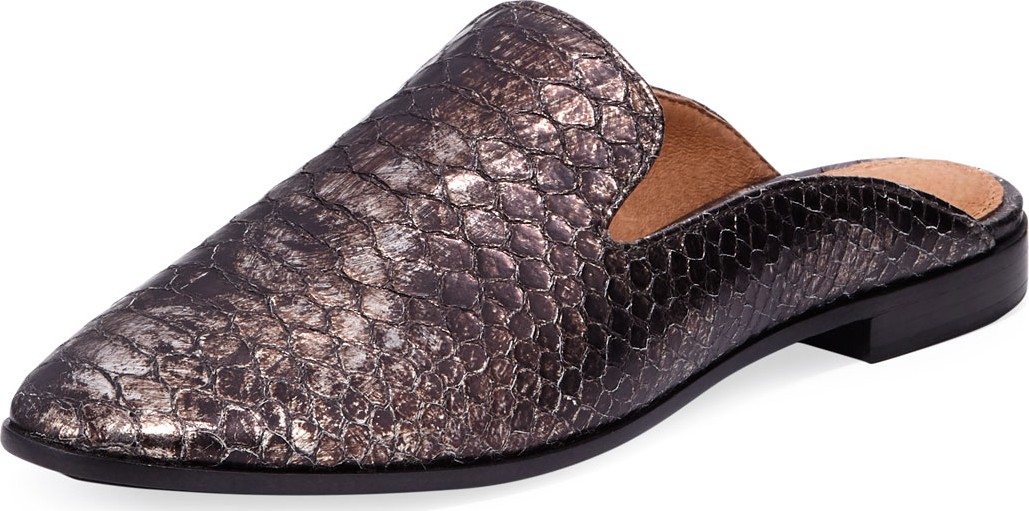 Frye Terri Metallic Embossed Mule, Pewter