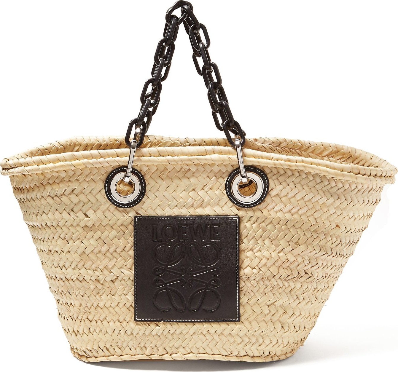 LOEWE Medium chain-handle woven straw bag