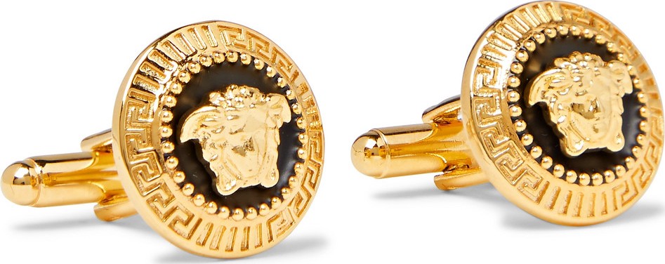 Versace Medusa Gold-Tone and Enamel Cufflinks
