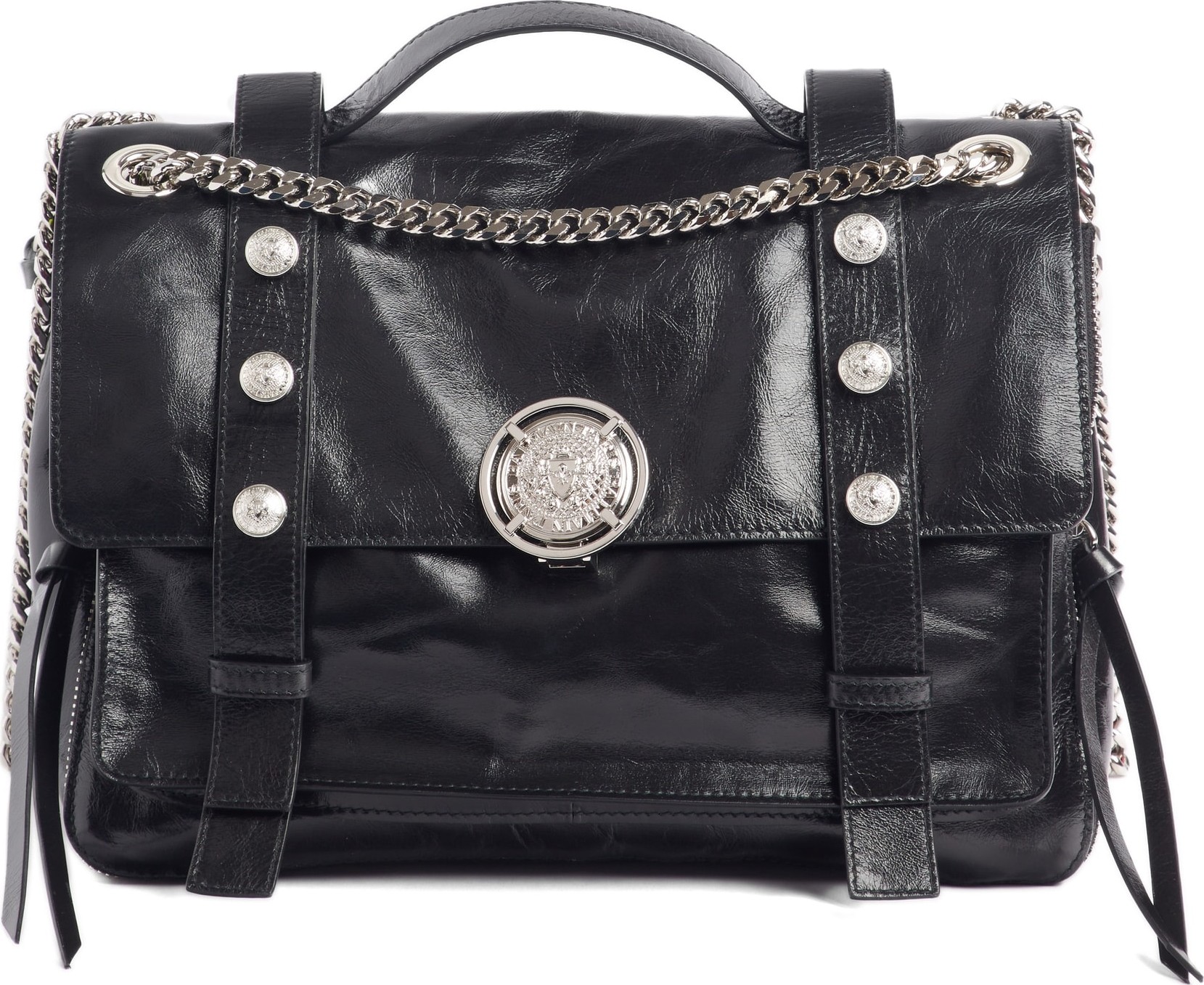 Balmain Studded Calfskin Leather Shoulder Bag