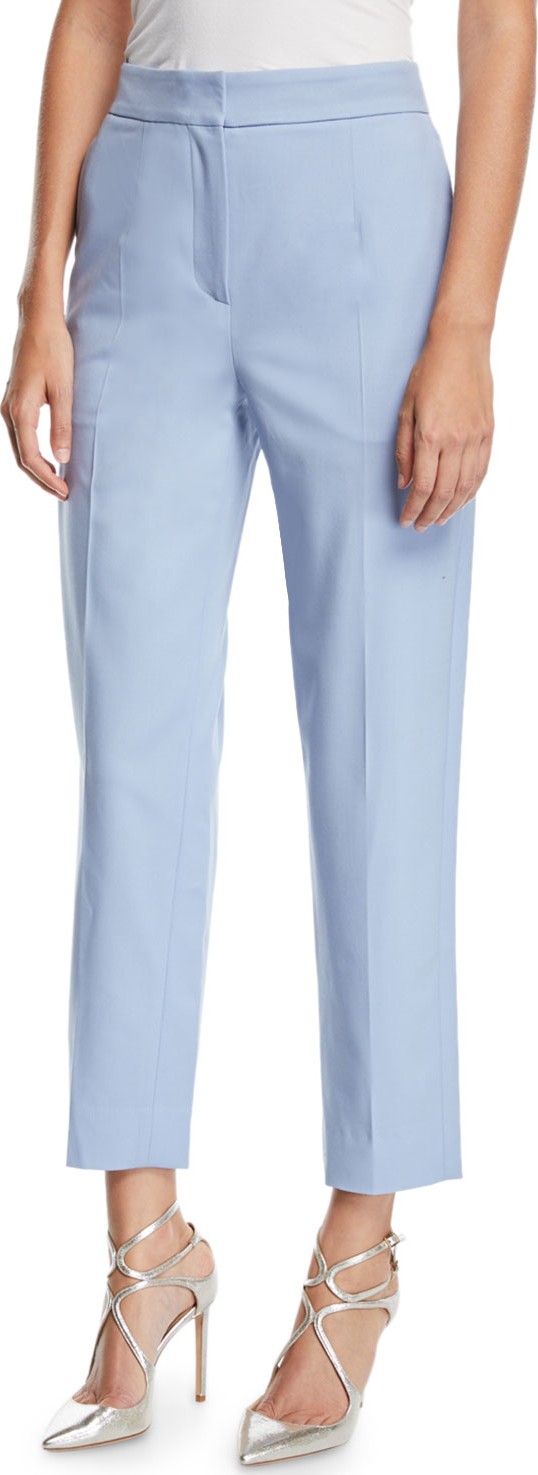 Oscar De La Renta Straight-Leg Cropped Stretch-Wool Pants