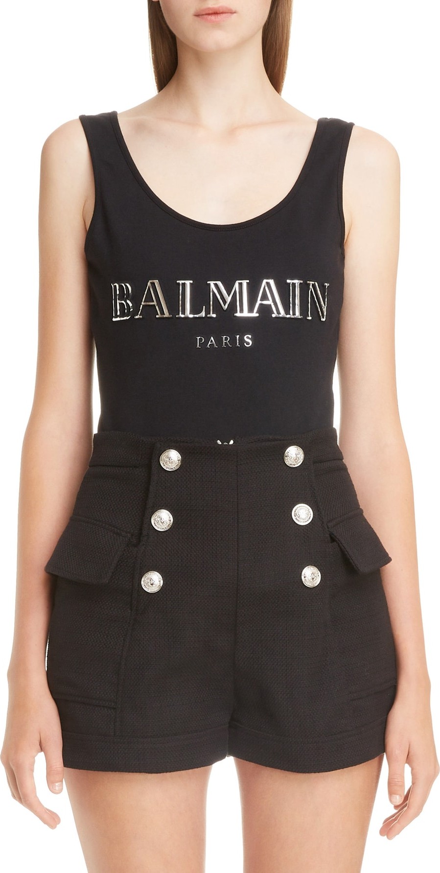 Balmain 3D Metallic Logo Cotton Bodysuit