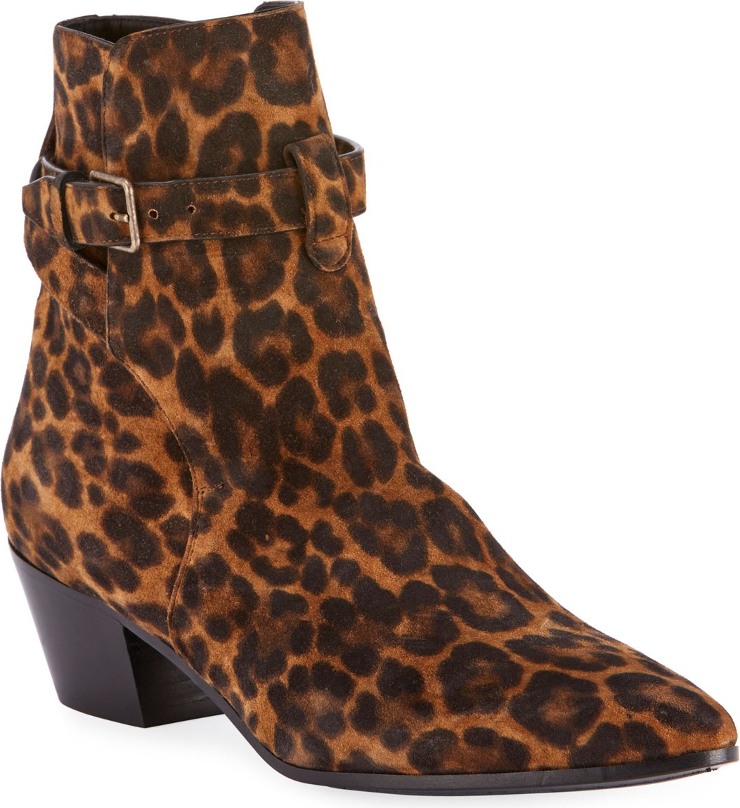 Saint Laurent West Leopard-Print Booties