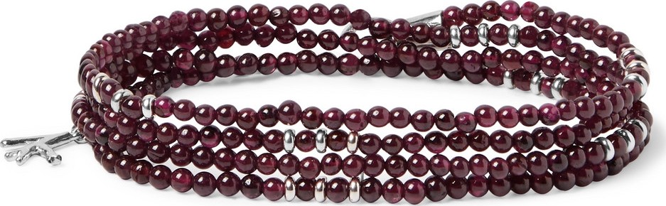 Isaia Silver and Garnet Beaded Wrap Bracelet