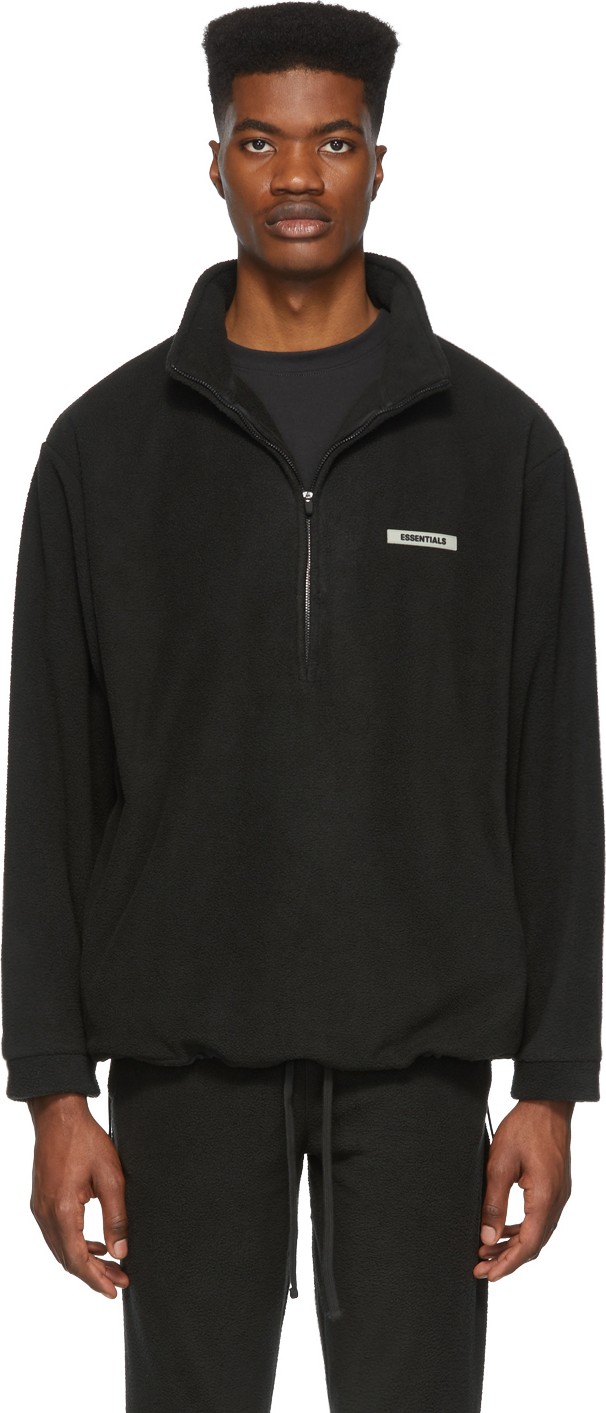 Essentials Black Polar Fleece Sweater