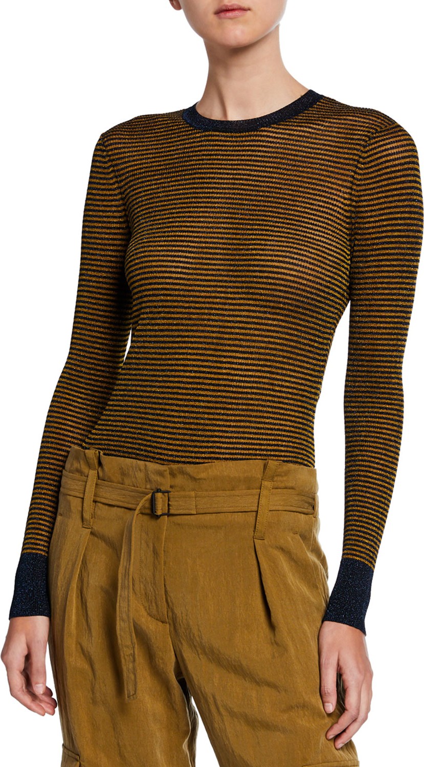 Rag & Bone Raina Striped Crewneck Long-Sleeve Top