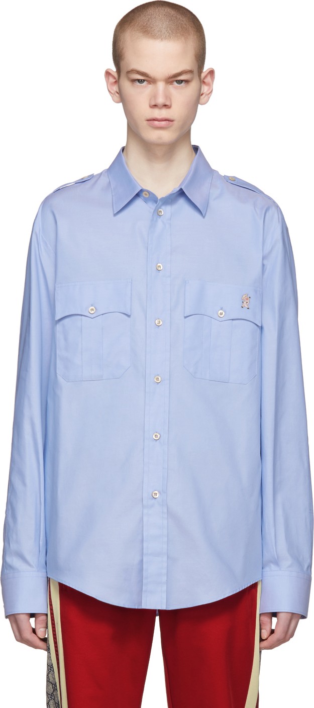 Gucci Blue Piglet Military Shirt